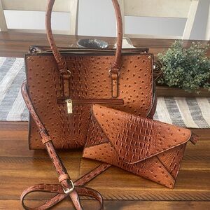 New Ostrich Print Vegan Leather Purse